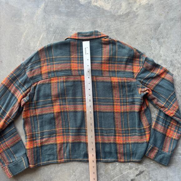 American Eagle Outfitters Plaid Flannel Shirt Women's M Cropped Button Down - Picture 10 of 11